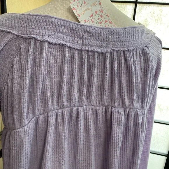 NWT Free People Waffle Knit Henley - Picture 3 of 6